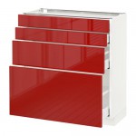 МЕТОД / МАКСИМЕРА Напольн шкаф 4 фронт панели/4 ящика - 80x37 см, Рингульт глянцевый красный, белый МЕТОД / МАКСИМЕРА Напольн шкаф 4 фронт панели/4 ящика - 80x37 см, Рингульт глянцевый красный, белый