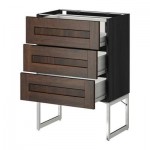 МЕТОД / ФОРВАРА Напольн шкаф 3фронт пнл/2низ/2ср ящ - 60x37x60 см, Эдсерум под дерево коричневый, под дерево черный МЕТОД / ФОРВАРА Напольн шкаф 3фронт пнл/2низ/2ср ящ - 60x37x60 см, Эдсерум под дерево коричневый, под дерево черный