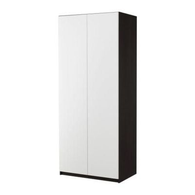 ПАКС Гардероб 2-дверный - Пакс Фардаль глянцевый белый, черно-коричневый, 100x37x236 см