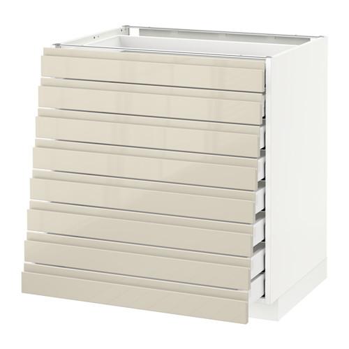 МЕТОД / МАКСИМЕРА Наполн шкаф 8 фронт/8 низк ящиков - белый, Воксторп глянцевый светло-бежевый, 80x60 см МЕТОД / МАКСИМЕРА Наполн шкаф 8 фронт/8 низк ящиков - белый, Воксторп глянцевый светло-бежевый, 80x60 см