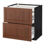 МЕТОД / МАКСИМЕРА Напл шк 2 фрнт/2низ/1срд/1 выс ящ - под дерево черный, Филипстад коричневый, 80x60 см
