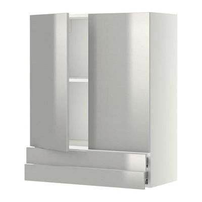 МЕТОД / ФОРВАРА Навесной шкаф/2дверцы/2ящика - 80x100 см, Гревста нержавеющ сталь, белый МЕТОД / ФОРВАРА Навесной шкаф/2дверцы/2ящика - 80x100 см, Гревста нержавеющ сталь, белый