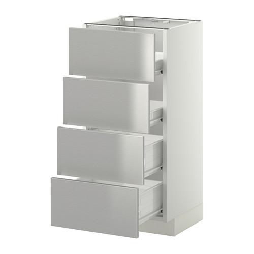 МЕТОД / ФОРВАРА Напольн шкаф 4 фронт панели/4 ящика - белый, Гревста нержавеющ сталь, 40x37 см МЕТОД / ФОРВАРА Напольн шкаф 4 фронт панели/4 ящика - белый, Гревста нержавеющ сталь, 40x37 см