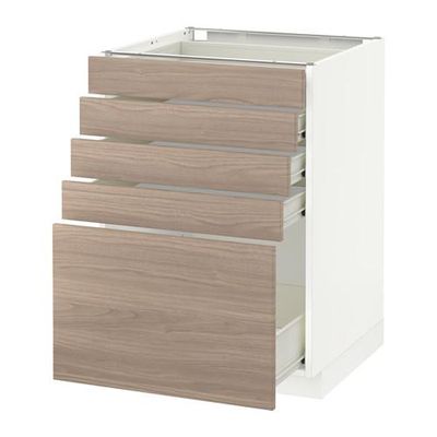 МЕТОД / ФОРВАРА Напольный шкаф с 5 ящиками - 60x60 см, Брокхульт под грецкий орех светло-серый, белый МЕТОД / ФОРВАРА Напольный шкаф с 5 ящиками - 60x60 см, Брокхульт под грецкий орех светло-серый, белый