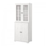 БОРГШЁ Стеллаж+стеклянные/глухие дверцы - белый