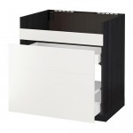 МЕТОД / МАКСИМЕРА Нап шкаф п/мойку ДУМШЁ/3фасада/2ящ - под дерево черный, Хэггеби белый, 80x60 см