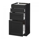 МЕТОД / МАКСИМЕРА Напольн шкаф 4 фронт панели/4 ящика - 40x37 см, Лаксарби черно-коричневый, под дерево черный МЕТОД / МАКСИМЕРА Напольн шкаф 4 фронт панели/4 ящика - 40x37 см, Лаксарби черно-коричневый, под дерево черный