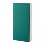 БЕСТО Навесной шкаф с 2 дверями - белый/Халлставик сине-зеленый