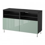 БЕСТО Тумба под ТВ, с дверцами - черно-коричневый глянцевый/серо-зеленый светлый БЕСТО Тумба под ТВ, с дверцами - черно-коричневый глянцевый/серо-зеленый светлый