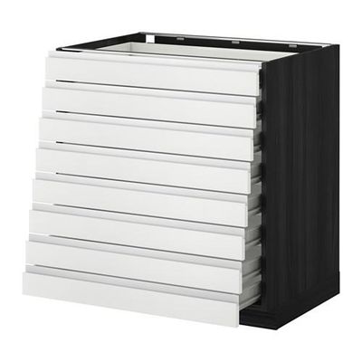 МЕТОД / ФОРВАРА Наполн шкаф 8 фронт/8 низк ящиков - 80x60 см, Нодста белый/алюминий, под дерево черный МЕТОД / ФОРВАРА Наполн шкаф 8 фронт/8 низк ящиков - 80x60 см, Нодста белый/алюминий, под дерево черный