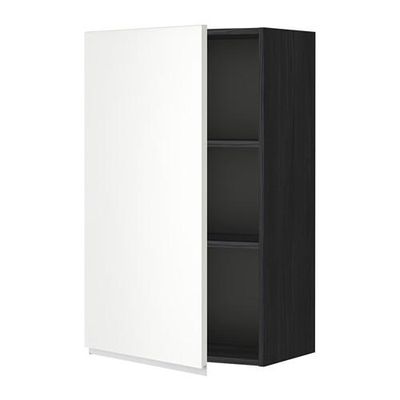 МЕТОД Шкаф навесной с полкой - 60x100 см, Нодста белый/алюминий, под дерево черный