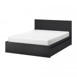MALM высокий каркас кровати/4 ящика черно-коричневый/Лонсет 140x200 cm