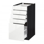 МЕТОД / МАКСИМЕРА Напольный шкаф с 5 ящиками - под дерево черный, Рингульт глянцевый белый, 40x60 см МЕТОД / МАКСИМЕРА Напольный шкаф с 5 ящиками - под дерево черный, Рингульт глянцевый белый, 40x60 см