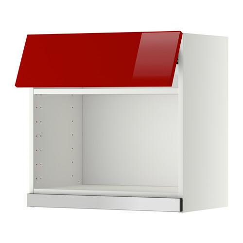 МЕТОД Навесной шкаф для СВЧ-печи - 60x60 см, Рингульт глянцевый красный, белый