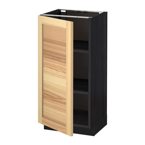 МЕТОД Напольный шкаф с полками - под дерево черный, Торхэмн естественный ясень, 40x37 см