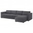 ВИМЛЕ 4-местный диван - с козеткой/Гуннаред классический серый