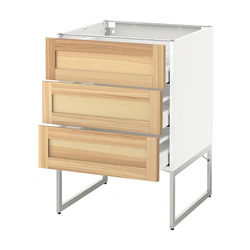 МЕТОД / МАКСИМЕРА Нплн шк 3 фрнт/3 средн ящика - белый, Торхэмн естественный ясень, 60x60x60 см МЕТОД / МАКСИМЕРА Нплн шк 3 фрнт/3 средн ящика - белый, Торхэмн естественный ясень, 60x60x60 см