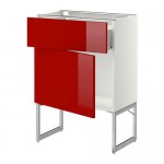 МЕТОД / ФОРВАРА Напольный шкаф с ящиком/дверью - 60x37x60 см, Рингульт глянцевый красный, белый МЕТОД / ФОРВАРА Напольный шкаф с ящиком/дверью - 60x37x60 см, Рингульт глянцевый красный, белый
