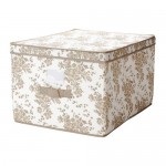 ГАРНИТУР Коробка с крышкой - бежевый/белый цветок, 42x56x32 см