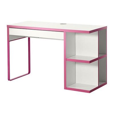 МИККЕ Письменный стол с отделением д/хран - белый/розовый