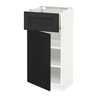 МЕТОД / ФОРВАРА Напольный шкаф с ящиком/дверью - 40x37 см, Лаксарби черно-коричневый, белый МЕТОД / ФОРВАРА Напольный шкаф с ящиком/дверью - 40x37 см, Лаксарби черно-коричневый, белый