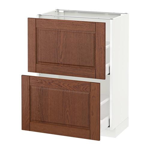 МЕТОД / МАКСИМЕРА Напольный шкаф с 2 ящиками - белый, Филипстад коричневый, 60x37 см