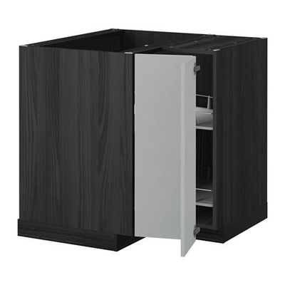 МЕТОД Угл напольн шкаф с вращающ секц - Веддинге серый, под дерево черный МЕТОД Угл напольн шкаф с вращающ секц - Веддинге серый, под дерево черный