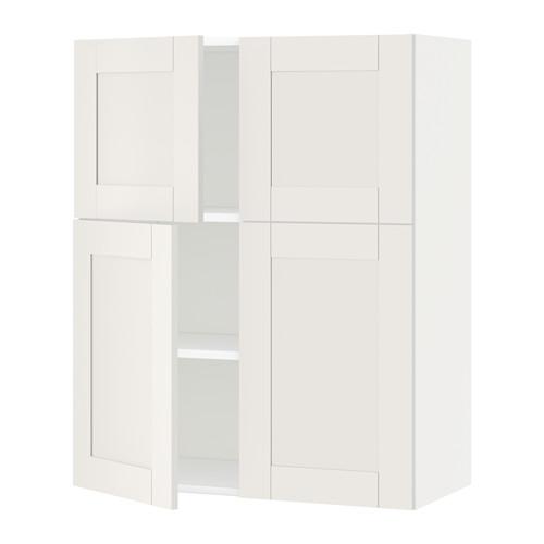 МЕТОД Навесной шкаф с полками/4дверцы - белый, Сэведаль белый МЕТОД Навесной шкаф с полками/4дверцы - белый, Сэведаль белый