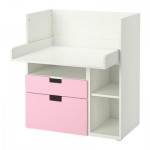 СТУВА Стол с 2 ящиками - белый/розовый