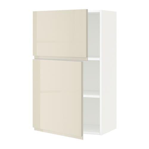 МЕТОД Навесной шкаф с полками/2дверцы - белый, Воксторп глянцевый светло-бежевый МЕТОД Навесной шкаф с полками/2дверцы - белый, Воксторп глянцевый светло-бежевый