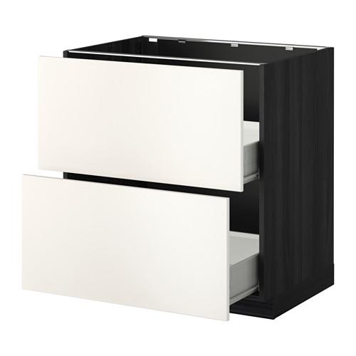 МЕТОД / ФОРВАРА Наполн шк 2 фрнт/2 средн ящ - под дерево черный, Веддинге белый, 80x60 см