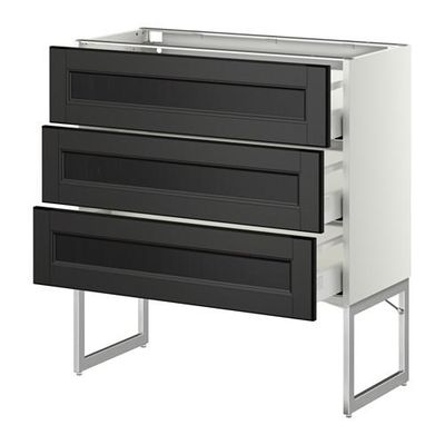 МЕТОД / МАКСИМЕРА Нплн шк 3 фрнт/3 средн ящика - 80x37x60 см, Лаксарби черно-коричневый, белый МЕТОД / МАКСИМЕРА Нплн шк 3 фрнт/3 средн ящика - 80x37x60 см, Лаксарби черно-коричневый, белый