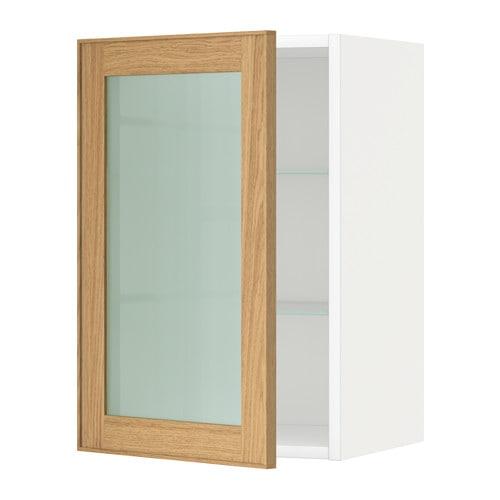 МЕТОД Навесной шкаф с полками/стекл дв - белый, Экестад дуб, 40x60 см МЕТОД Навесной шкаф с полками/стекл дв - белый, Экестад дуб, 40x60 см