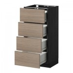 МЕТОД / ФОРВАРА Напольн шкаф 4 фронт панели/4 ящика - 40x37 см, Брокхульт под грецкий орех светло-серый, под дерево черный МЕТОД / ФОРВАРА Напольн шкаф 4 фронт панели/4 ящика - 40x37 см, Брокхульт под грецкий орех светло-серый, под дерево черный