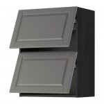 METOD навесной шкаф/2 дверцы, горизонтал черный/Будбин серый 60x80 см