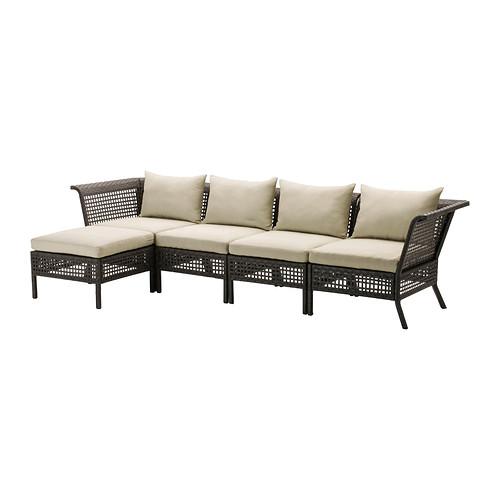 КУНГСХОЛЬМЕН / ХОЛЛО 4-местный диван+табурет д/ног,садов