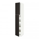 МЕТОД / ФОРВАРА Высокий шкаф/2дверцы/4ящика - белый, Кунгсбакка антрацит, 40x60x220 см