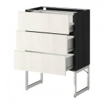 МЕТОД / ФОРВАРА Напольн шкаф 3фронт пнл/2низ/2ср ящ - 60x37x60 см, Росдаль белый ясень, под дерево черный МЕТОД / ФОРВАРА Напольн шкаф 3фронт пнл/2низ/2ср ящ - 60x37x60 см, Росдаль белый ясень, под дерево черный