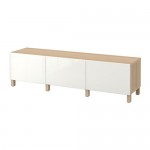 БЕСТО Комбинация для хранения с ящиками - под беленый дуб/Сельсвикен глянцевый/белый, направляющие ящика,нажимные