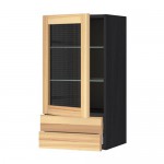 МЕТОД / МАКСИМЕРА Навесной шкаф/стекл дверца/2 ящика - под дерево черный, Торхэмн естественный ясень, 40x80 см