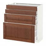 МЕТОД / МАКСИМЕРА Напольн шкаф 4 фронт панели/4 ящика - белый, Филипстад коричневый, 80x37 см
