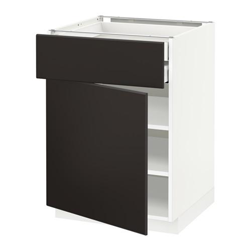 МЕТОД / МАКСИМЕРА Напольн шкаф двр/фр пнл/плк/2низ ящ - белый, Кунгсбакка антрацит, 60x60 см МЕТОД / МАКСИМЕРА Напольн шкаф двр/фр пнл/плк/2низ ящ - белый, Кунгсбакка антрацит, 60x60 см