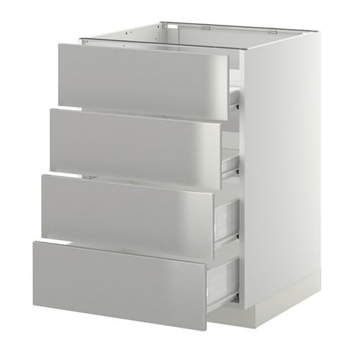 МЕТОД / ФОРВАРА Напольн шкаф 4 фронт панели/4 ящика - белый, Гревста нержавеющ сталь, 60x60 см МЕТОД / ФОРВАРА Напольн шкаф 4 фронт панели/4 ящика - белый, Гревста нержавеющ сталь, 60x60 см