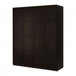 ПАКС Гардероб 4-дверный - Пакс Хемнэс черно-коричневый, черно-коричневый, 400x60x236 см