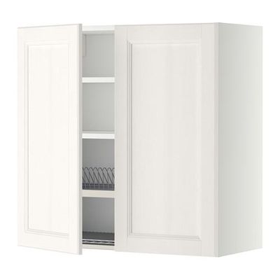 МЕТОД Навесной шкаф с посуд суш/2 дврц - 80x80 см, Лаксарби белый, белый