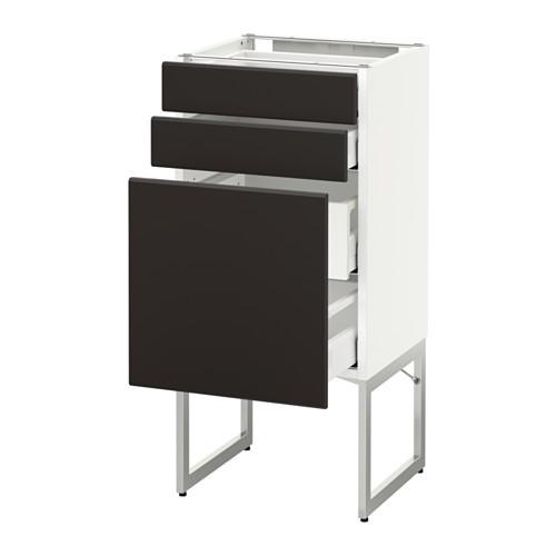 МЕТОД / МАКСИМЕРА Напольн шкаф 3фронт пнл/2низ/2ср ящ - белый, Кунгсбакка антрацит, 40x37x60 см МЕТОД / МАКСИМЕРА Напольн шкаф 3фронт пнл/2низ/2ср ящ - белый, Кунгсбакка антрацит, 40x37x60 см