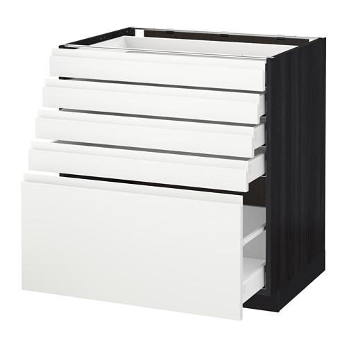 МЕТОД / МАКСИМЕРА Напольный шкаф с 5 ящиками - под дерево черный, Воксторп белый, 80x60 см МЕТОД / МАКСИМЕРА Напольный шкаф с 5 ящиками - под дерево черный, Воксторп белый, 80x60 см