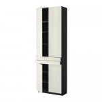 МЕТОД / МАКСИМЕРА Высокий шкаф+полки/2 ящика/4 дверцы - Росдаль белый ясень, под дерево черный МЕТОД / МАКСИМЕРА Высокий шкаф+полки/2 ящика/4 дверцы - Росдаль белый ясень, под дерево черный