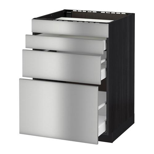МЕТОД / МАКСИМЕРА Нап шкаф д/духовки/4фасада/3ящика - под дерево черный, Гревста нержавеющ сталь, 60x60 см МЕТОД / МАКСИМЕРА Нап шкаф д/духовки/4фасада/3ящика - под дерево черный, Гревста нержавеющ сталь, 60x60 см