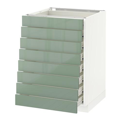 МЕТОД / ФОРВАРА Наполн шкаф 8 фронт/8 низк ящиков - белый, Калларп глянцевый светло-зеленый, 60x60 см МЕТОД / ФОРВАРА Наполн шкаф 8 фронт/8 низк ящиков - белый, Калларп глянцевый светло-зеленый, 60x60 см